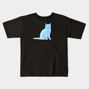 Light Blue Cat Kids T-Shirt